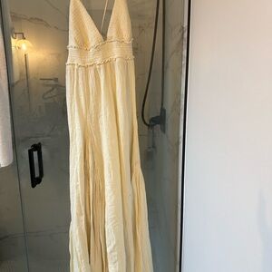 Free People Cream Plunge Maxi Sundress